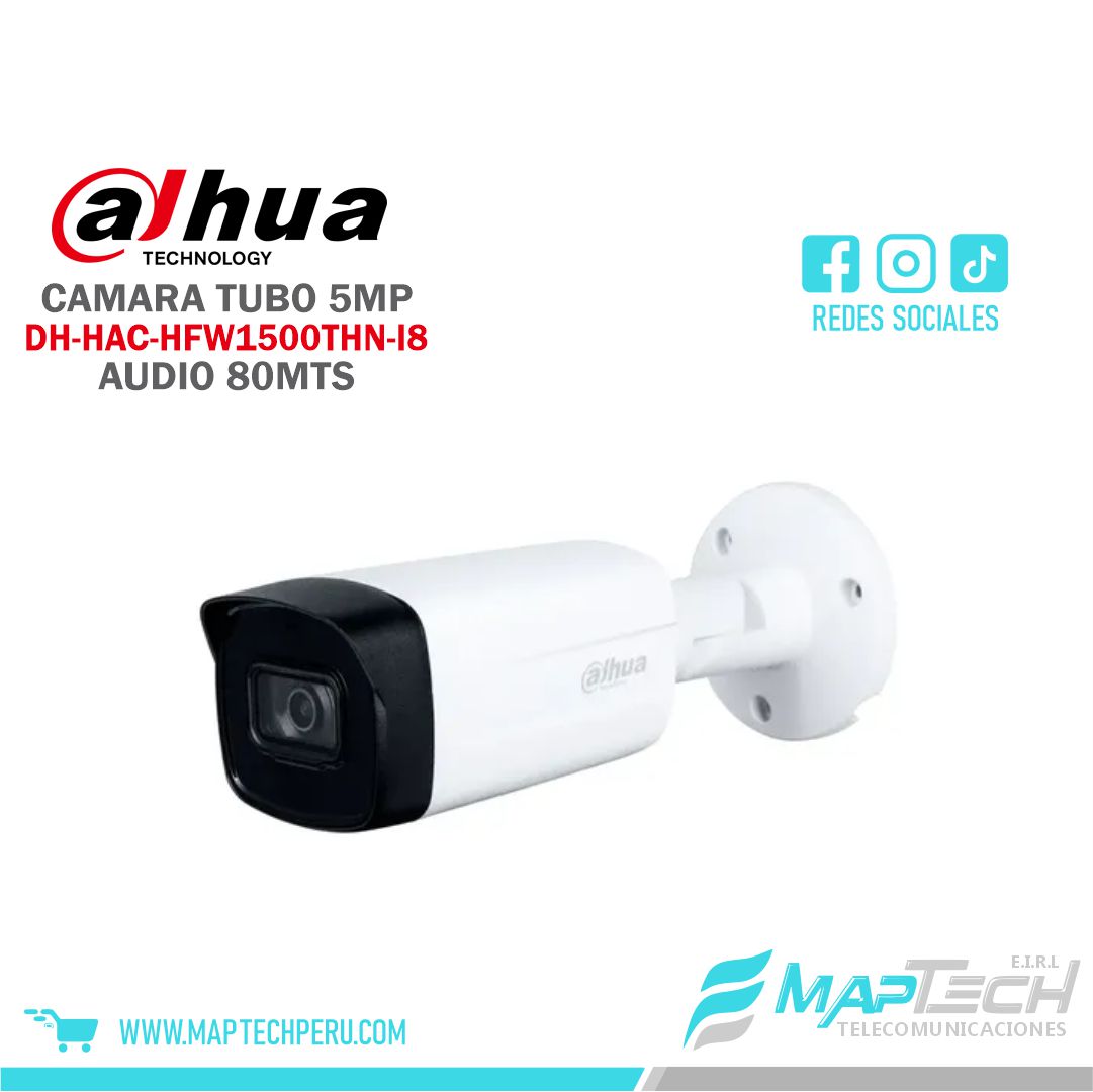 CAMARA TUBO 5MP, STARLIGHT, SMART DISTANCIA 80 MTS, PROTECCION IP67 DAHUA