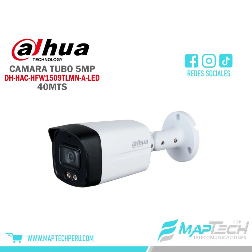 CAMARA TUBO 5MP, MICROFONO INCORPORADO, PROTECCION IP67, DISTANCIA 40 MTS DAHUA