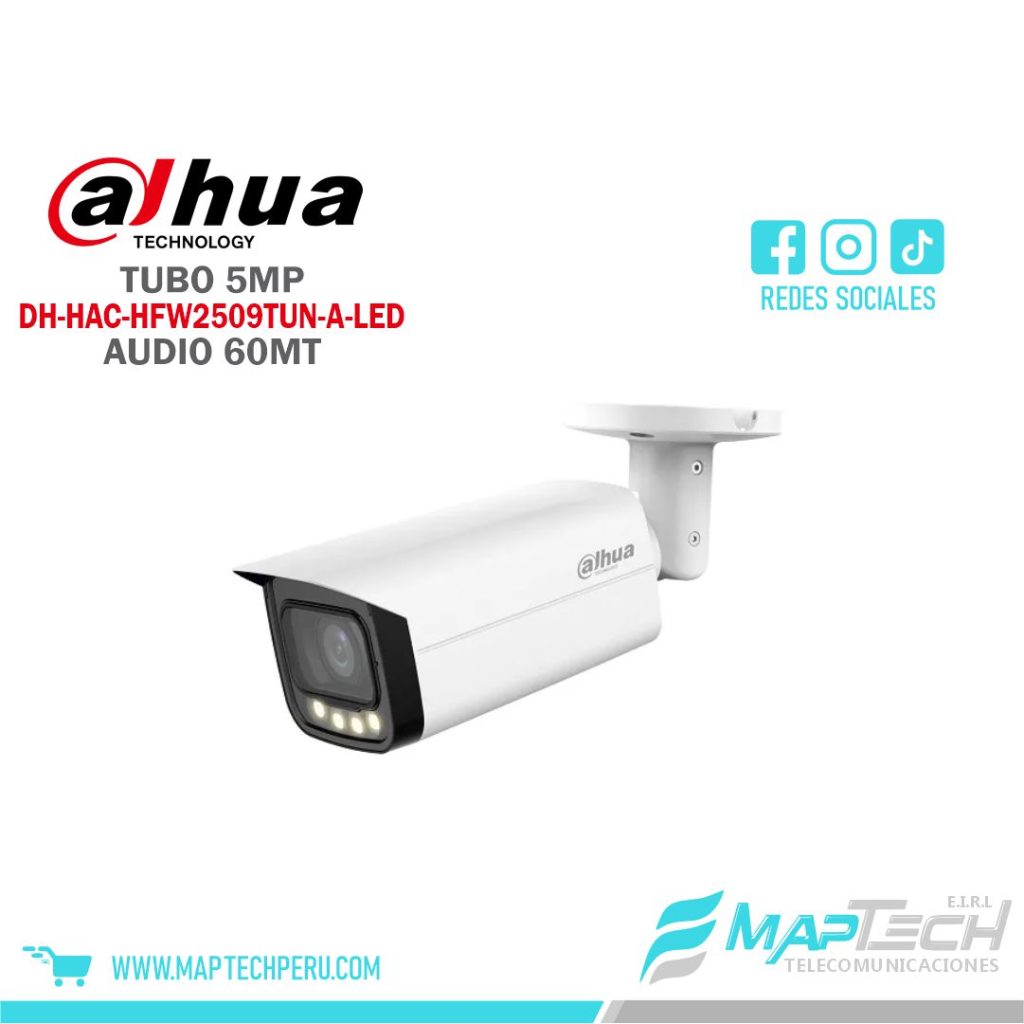 CAMARA TUBO 5MP, MICROFONO INTEGRADO, DISTANCIA 60 MTS, PROTECCION IP67 DAHUA
