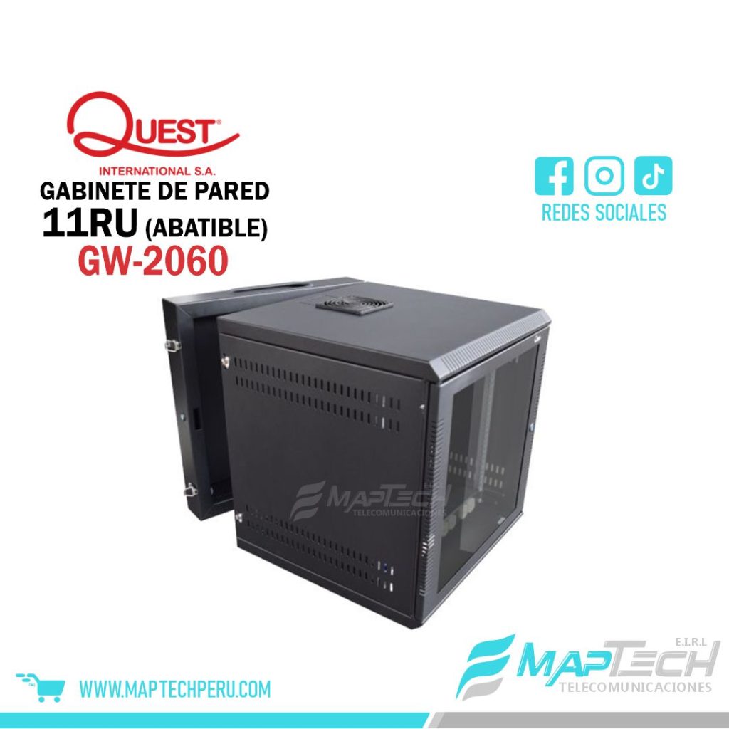 Gabinete de Pared 11RU 551 x 525 x 590mm Abatible Quest