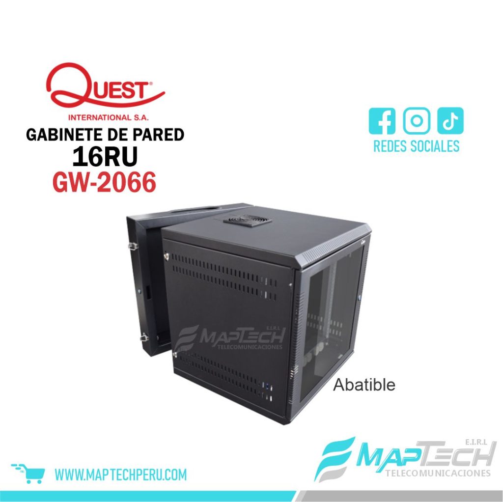 Gabinete de Pared 16RU 773 x 525 x 590mm Abatible QUEST