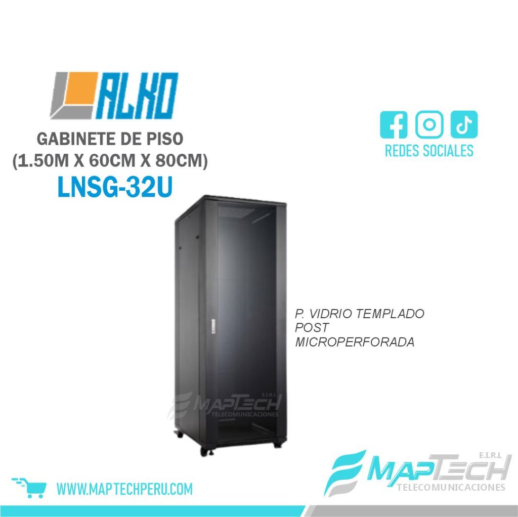 Gabinete de Piso 32RU Puerta de Vidrio (1.50x60x80cm) Alko