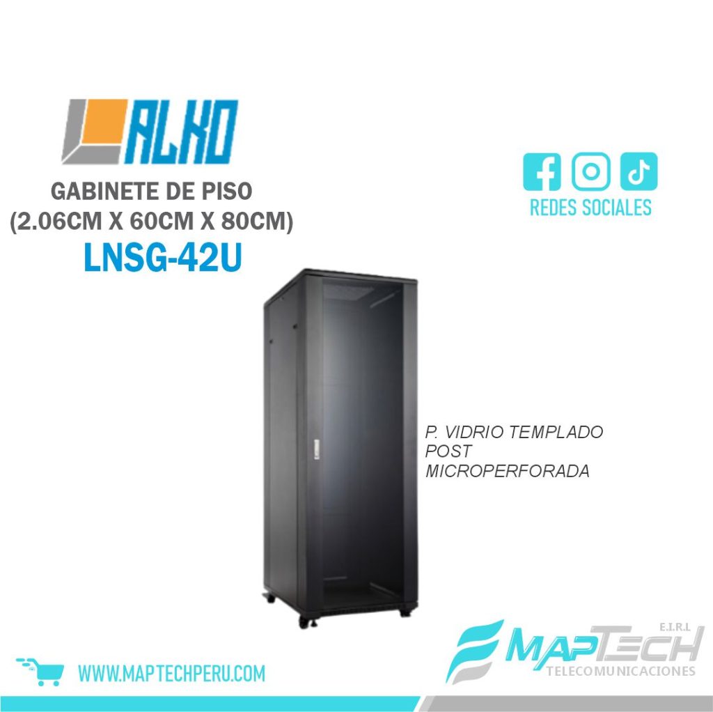 Gabinete de Piso 42RU Puerta de Vidrio (2.06x60x80cm) Alko