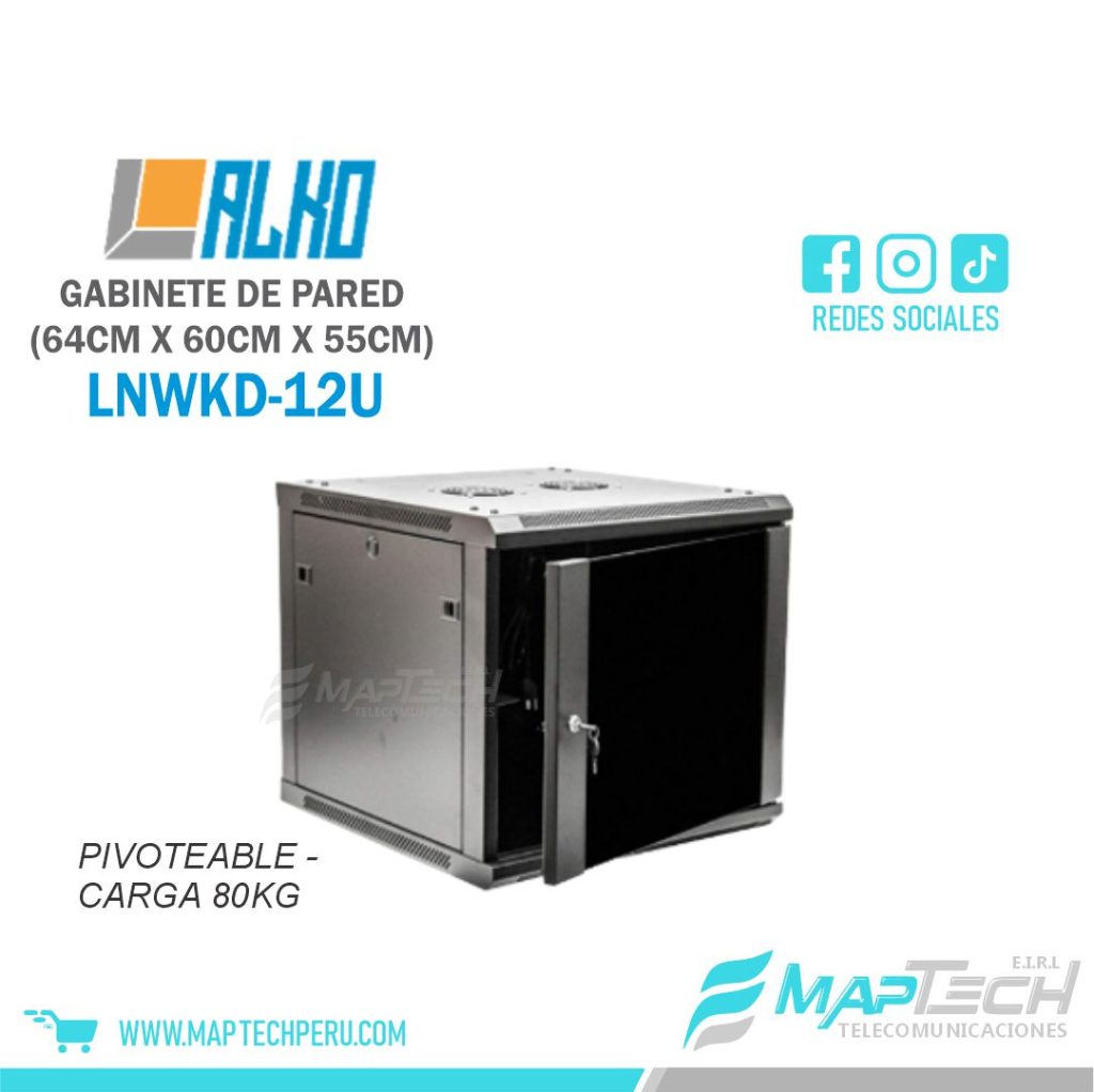 Gabinete de Pared 12RU Pivoteable (64X60X55cm) Alko