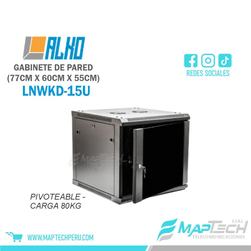 Gabinete de Pared 15RU Pivoteable (77X60X55cm) Alko