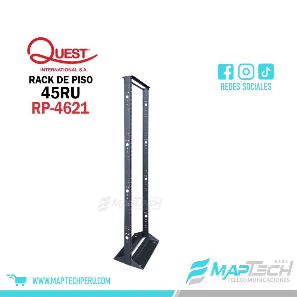 Rack de Piso 45-RU 2.10mts EIA-19" Color Negro Quest