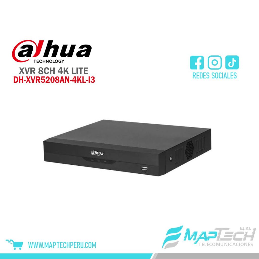 GRABADOR DAHUA XVR WIZSENSE SERIE AN 8 CANALES PENTA-BRID 4K LITE, 2 BAHÍAS HDD