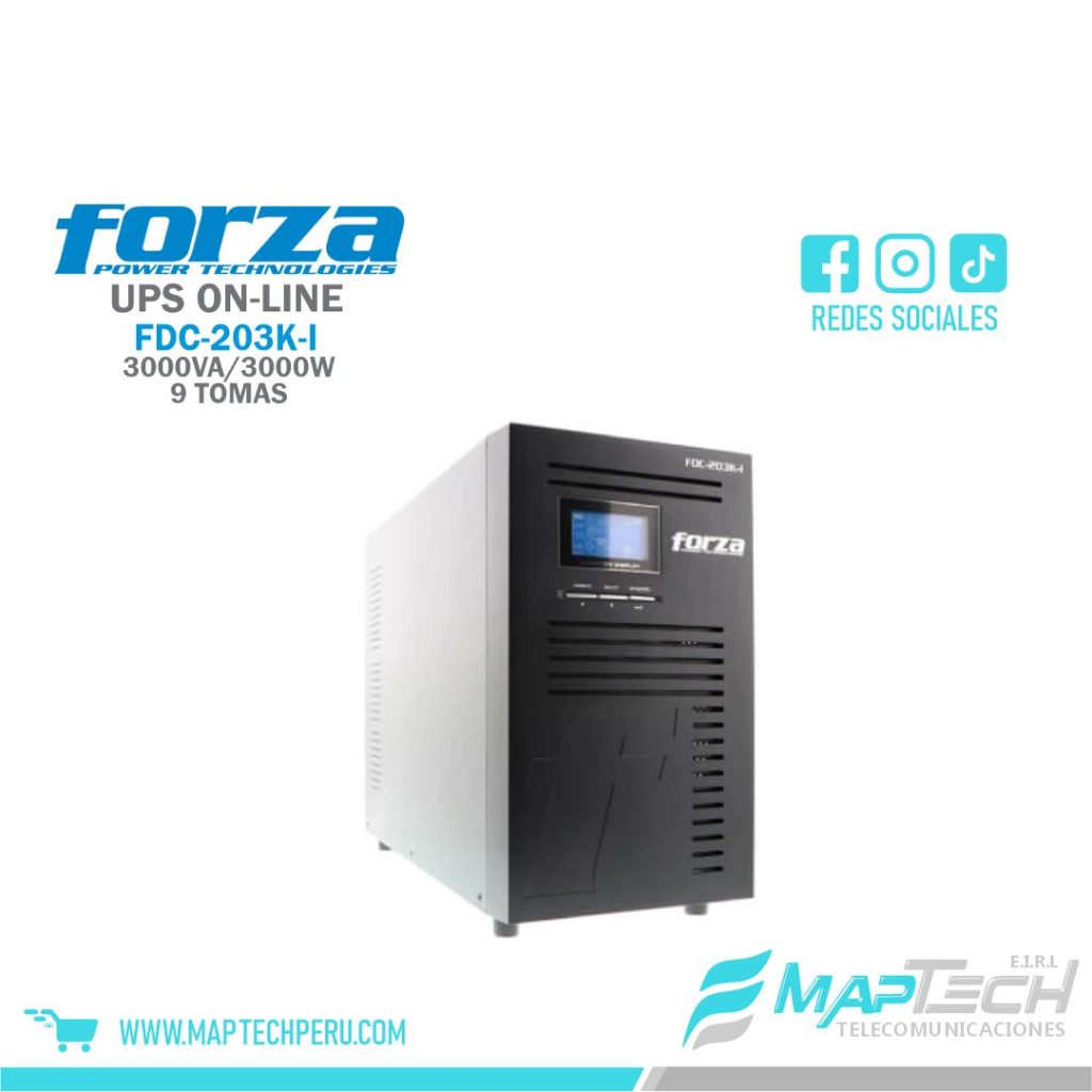 UPS ON-LINE TORRE 3000VA/3000W 9 TOMAS 220V FORZA
