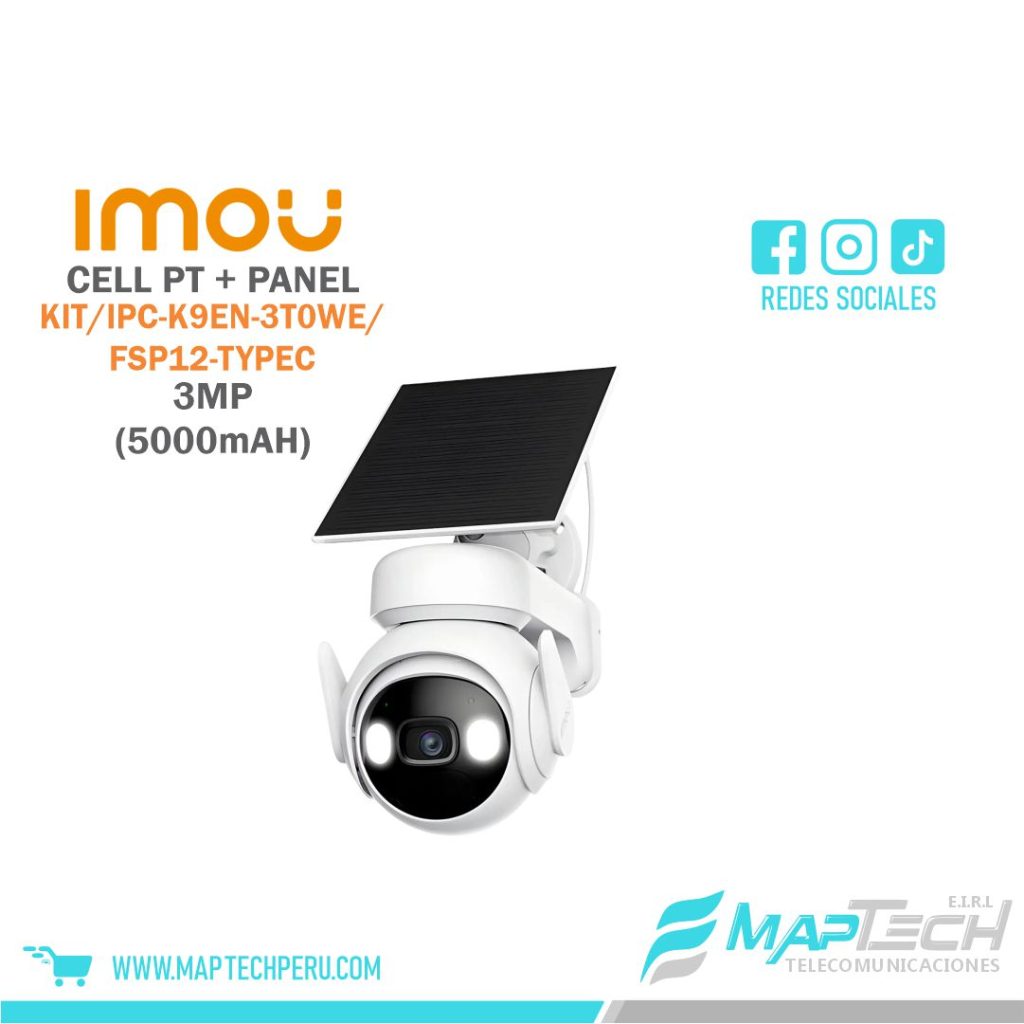 CAMARA CELL PT 3MP WIFI CON PANEL SOLAR Y BATERIA INTERNA 15000 MAH IMOU