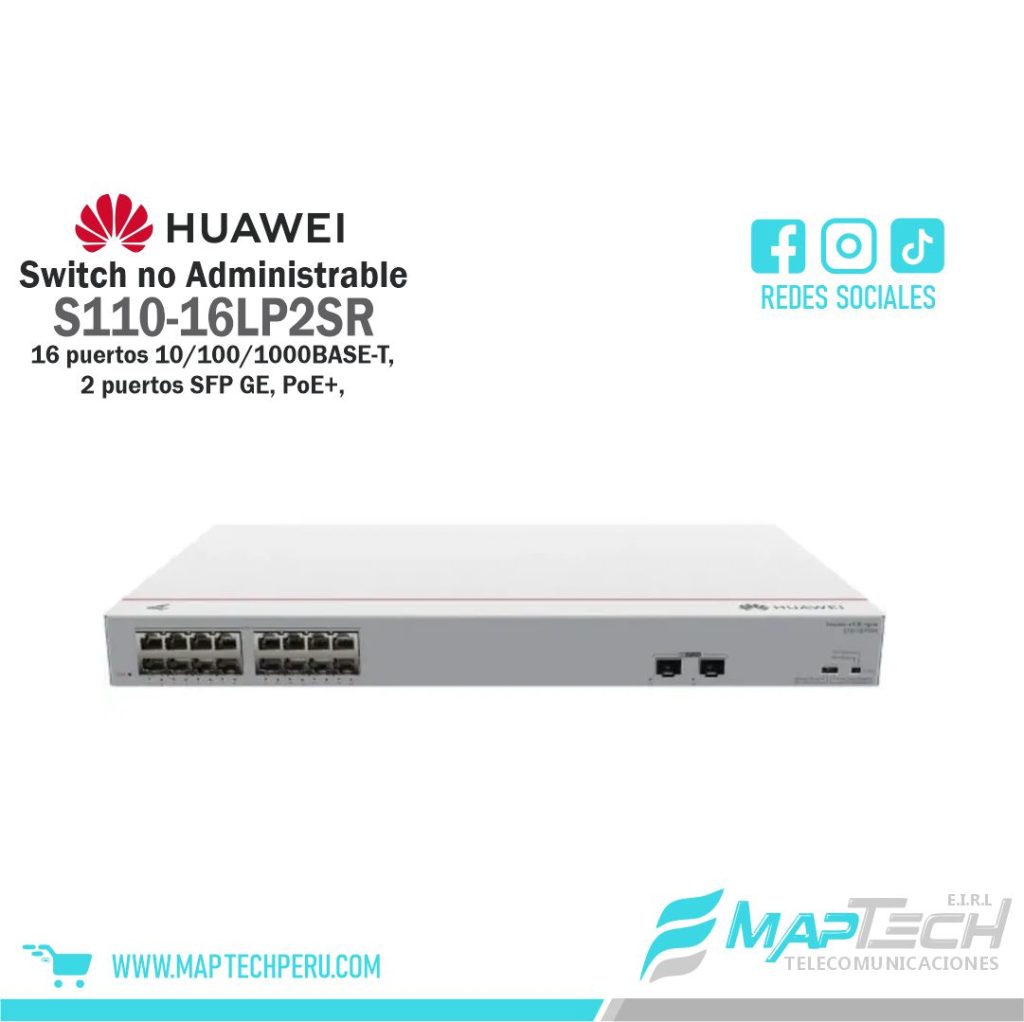 Switch PoE 16 Puertos Gigabit 2SFP S110-16LP2SR HUAWEI