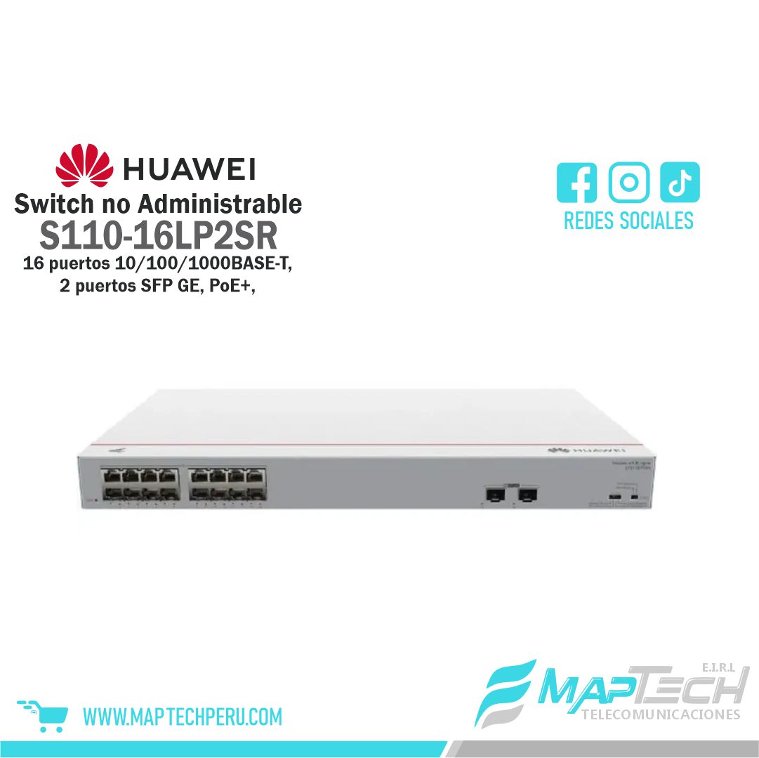 Switch PoE 16 Puertos Gigabit 2SFP S110-16LP2SR HUAWEI