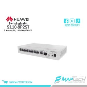 Switch PoE 8 Puertos Gigabit 2SFP 124W S110-8P2ST HUAWEI